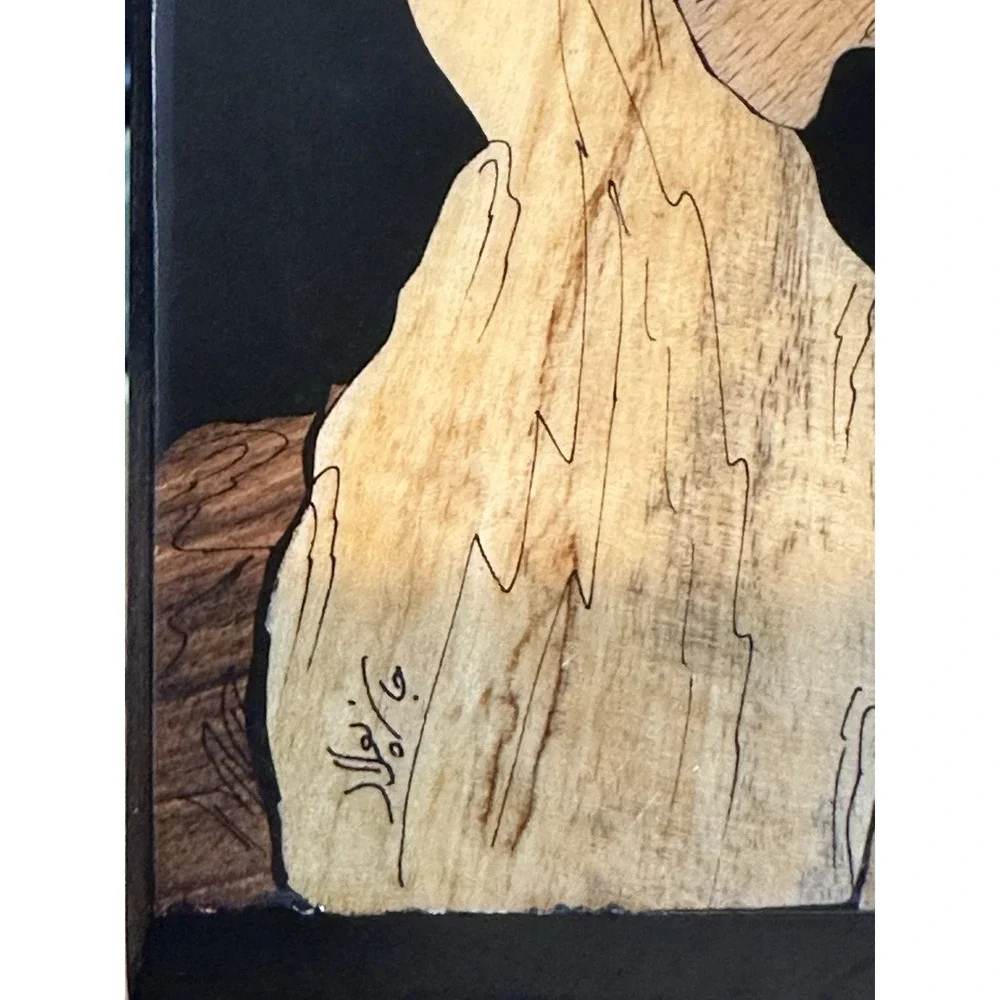 wall décor Signed mother of pearl and‎ wood inlaid picture of birds